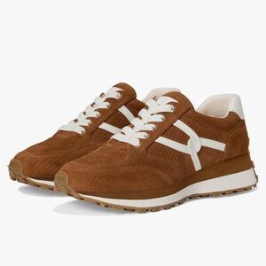 Veronica Beard Brown Suede Sneakers with White Accents